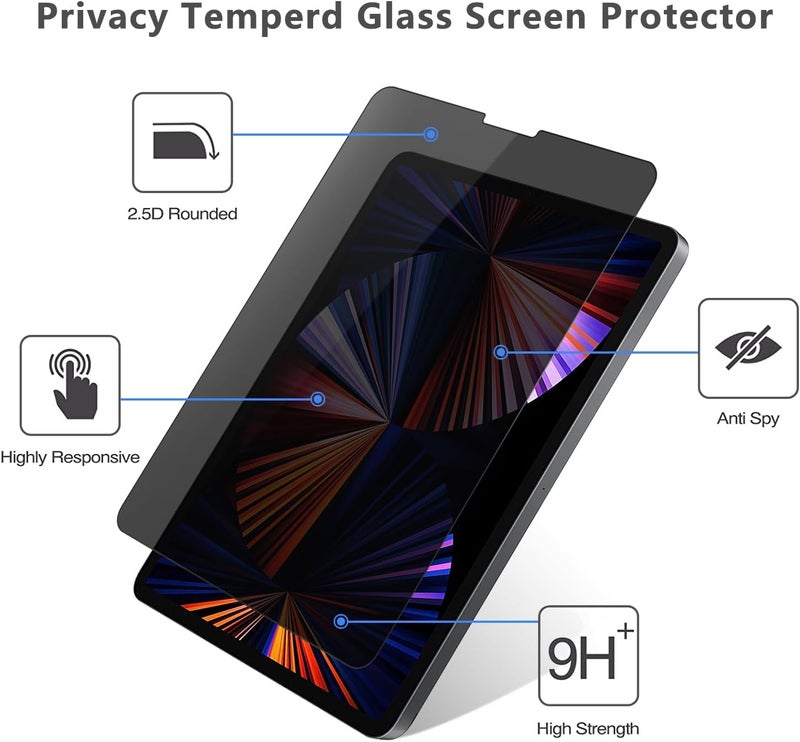XINDERS 1 Pack Privacy Screen Protector for IPAD 11th/10th Generation 10.9 inch (2025/2022 Models) Tempered Glass Apple Pencil Compatible - Image 4